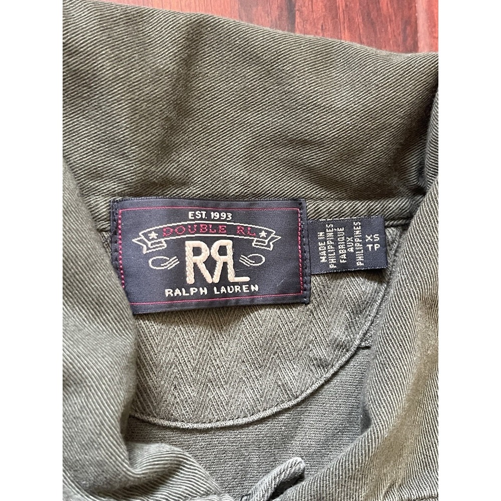 RRL Rugby Polo Long Sleeve Shirt Dark Green Pinstriped Mens Size XS Preowned - Picture 3 of 11